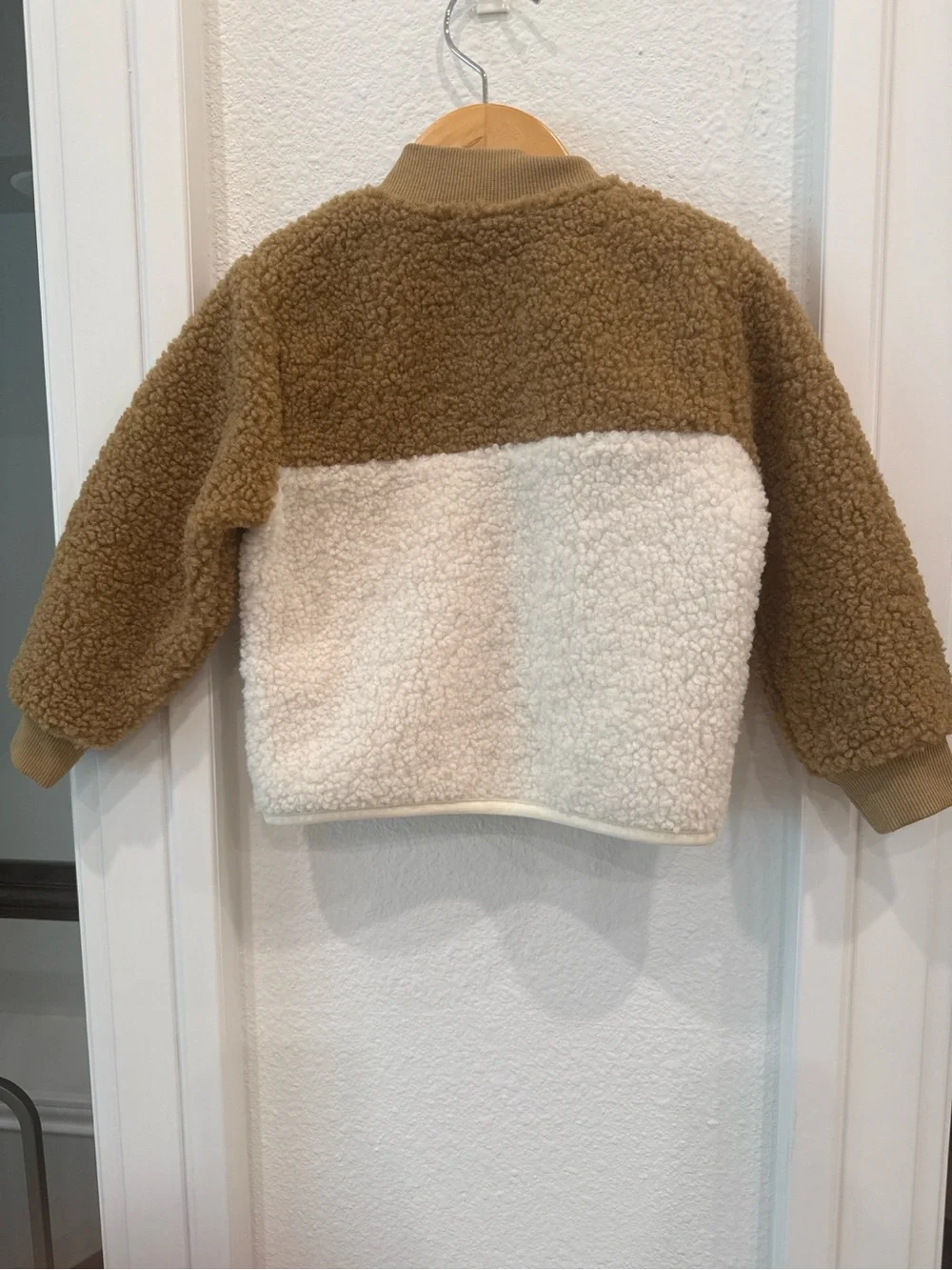 Jamie Kay Teddy Sherpa Colorblock Snap Front Jacket 1Y NWT Neutral Brown Cream